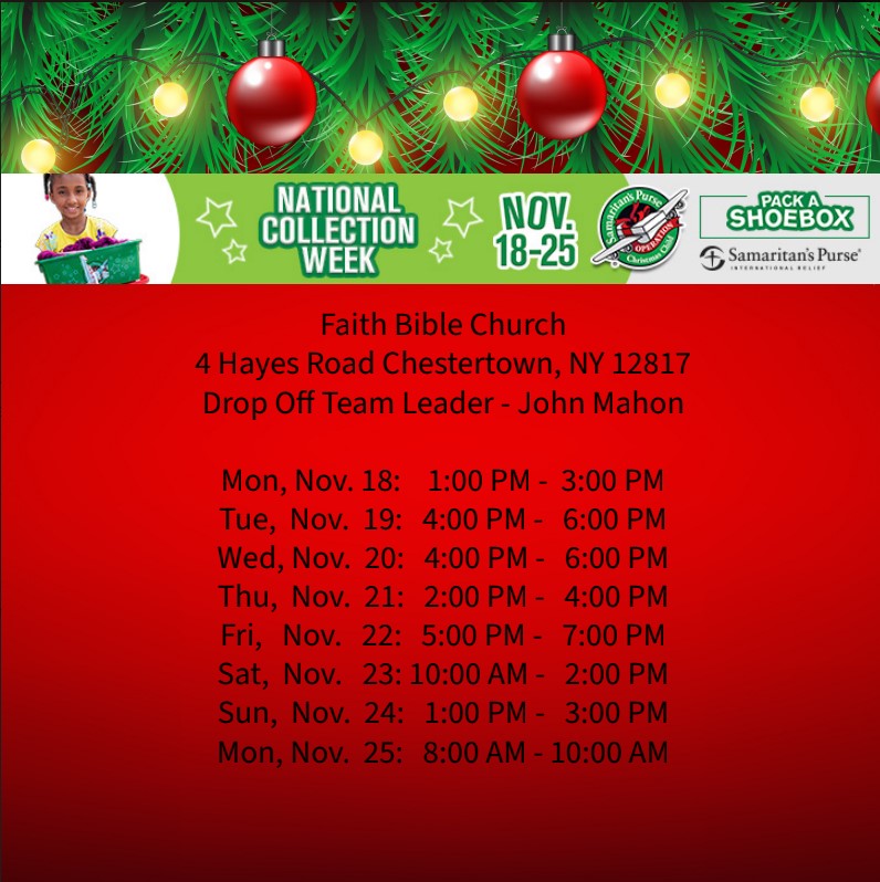 Operation Christmas Child Drop Off Hours
